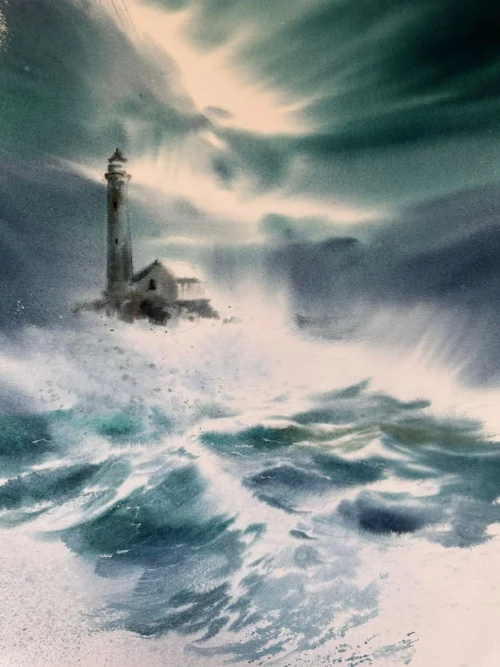 Pintura en acuarela Last Lighthouse