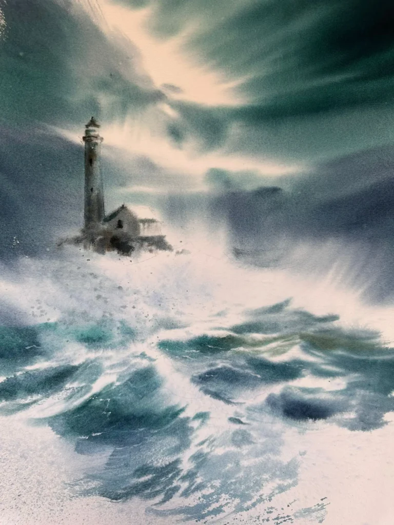 Last Lighthouse Watercolor Painting