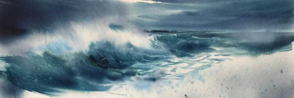 Original watercolor painting Waves 8