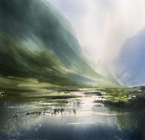 Pintura en acuarela original Lost in Norway