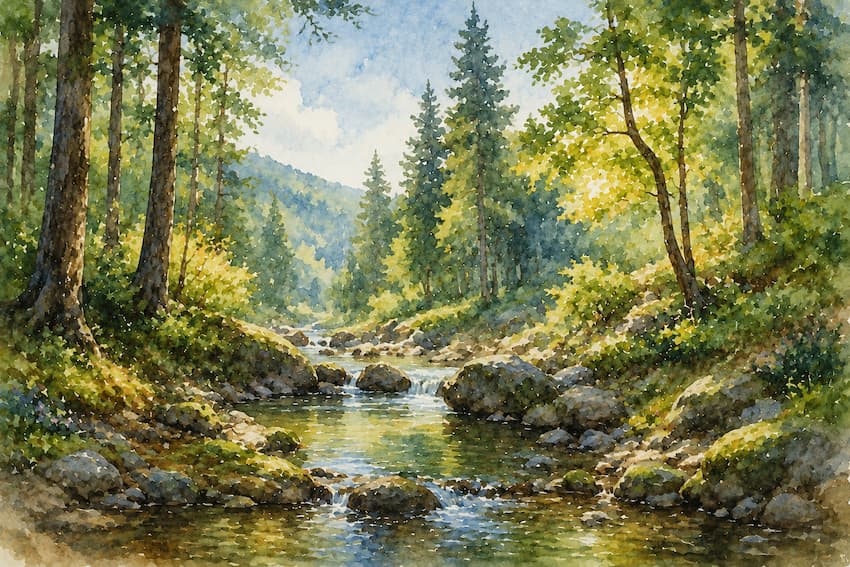 painting a landscape with watercolor