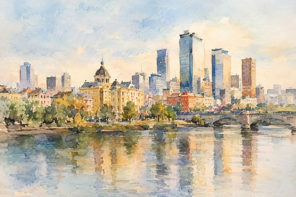 acuarelas de paisajes urbanos