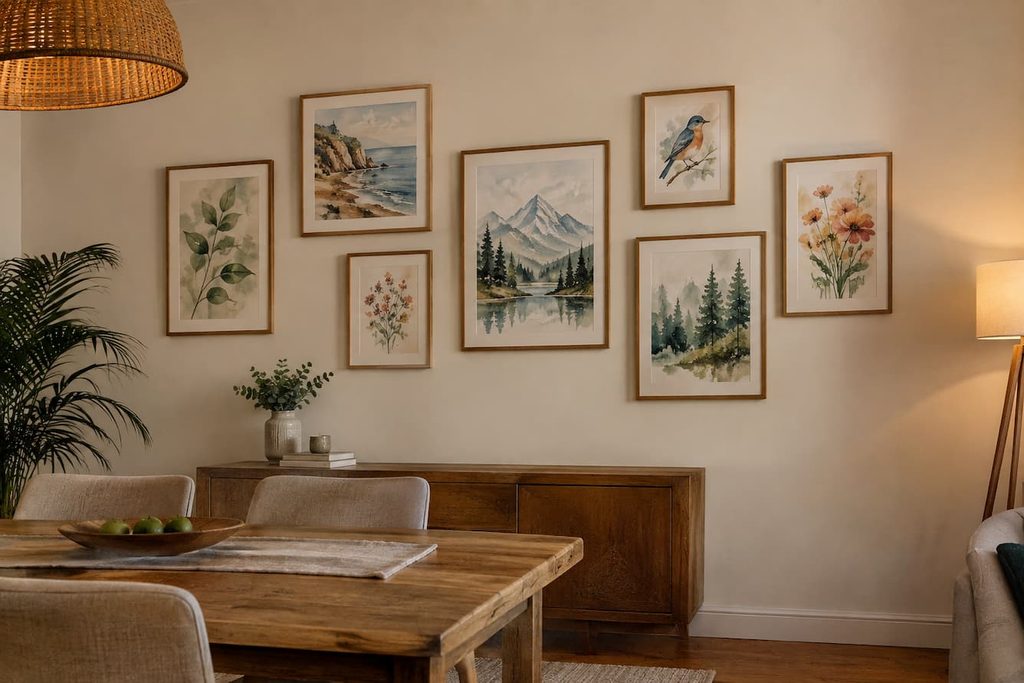 decoración de pared con acuarelas