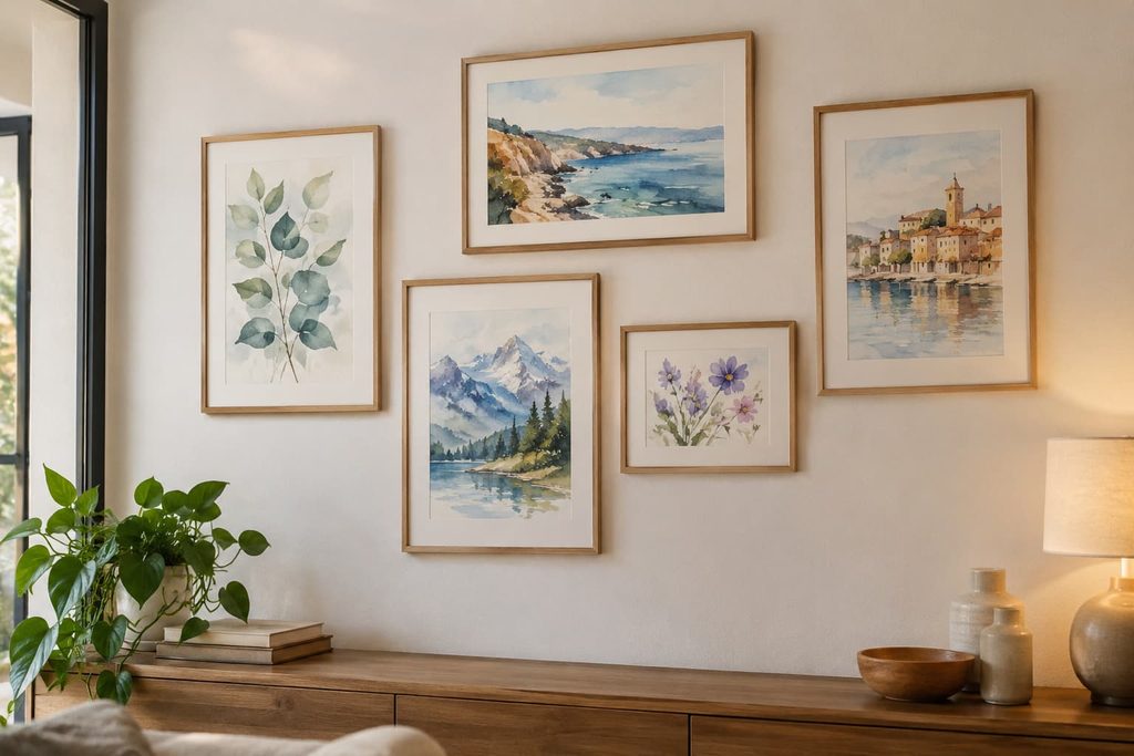 decorar pared con pintura de acuarelas