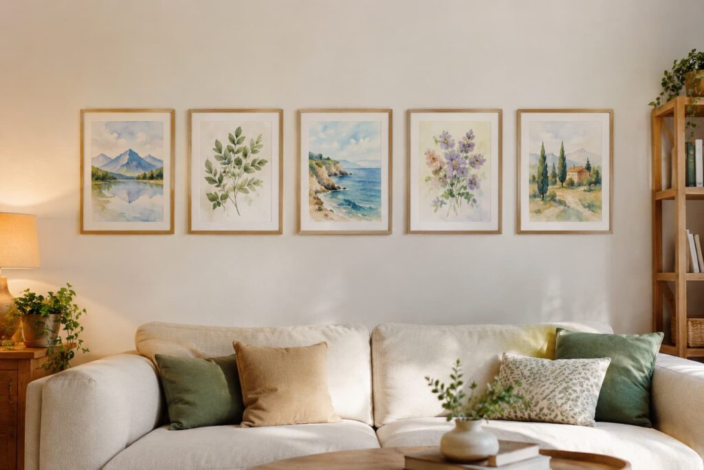 how to decorate a wall with watercolors